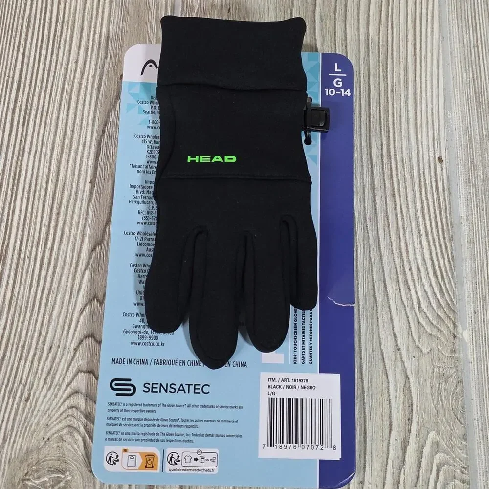 Head Black Ultrafit Touchscreen Winter Gloves Kids Size Large Ages 10-14 NEW